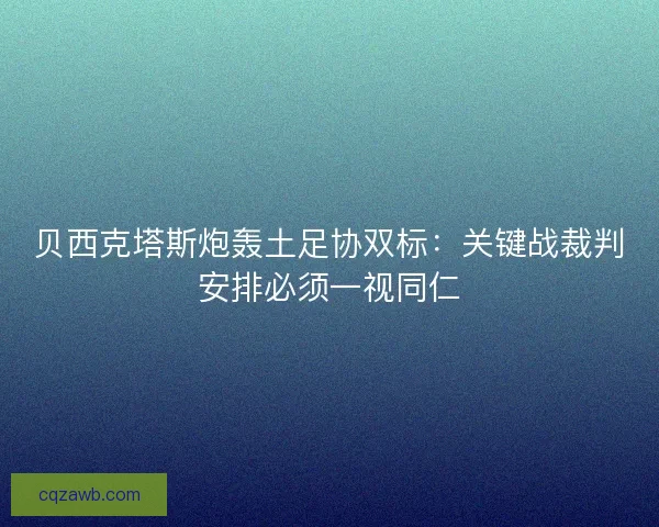 贝西克塔斯炮轰土足协双标：关键战裁判安排必须一视同仁