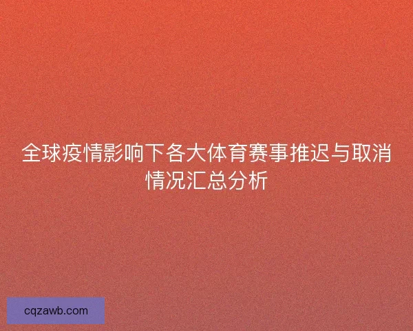 全球疫情影响下各大体育赛事推迟与取消情况汇总分析