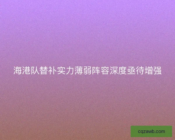 海港队替补实力薄弱阵容深度亟待增强