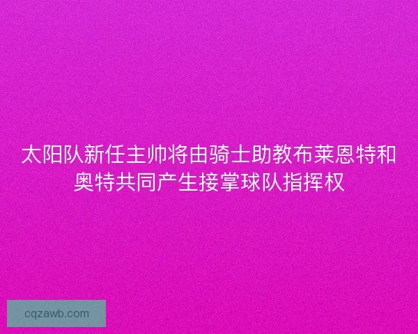 太阳队新任主帅将由骑士助教布莱恩特和奥特共同产生接掌球队指挥权