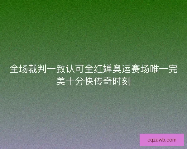 全场裁判一致认可全红婵奥运赛场唯一完美十分快传奇时刻